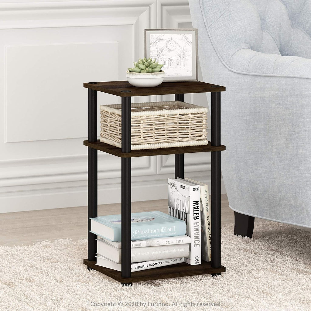 JUST Toolless 3-Tier Side Table Set of 2, Columbia Walnut