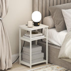 Moretti 3-Tier Metal Frame Charging Station Night Stand, White