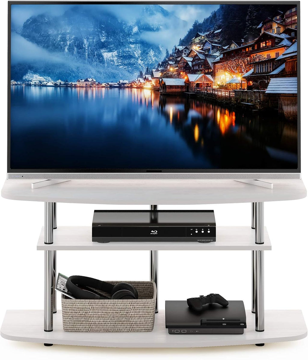 Frans Turn-N-Tube TV Stand for TV Size up to 43 Inch, 3-Tier, White Oak