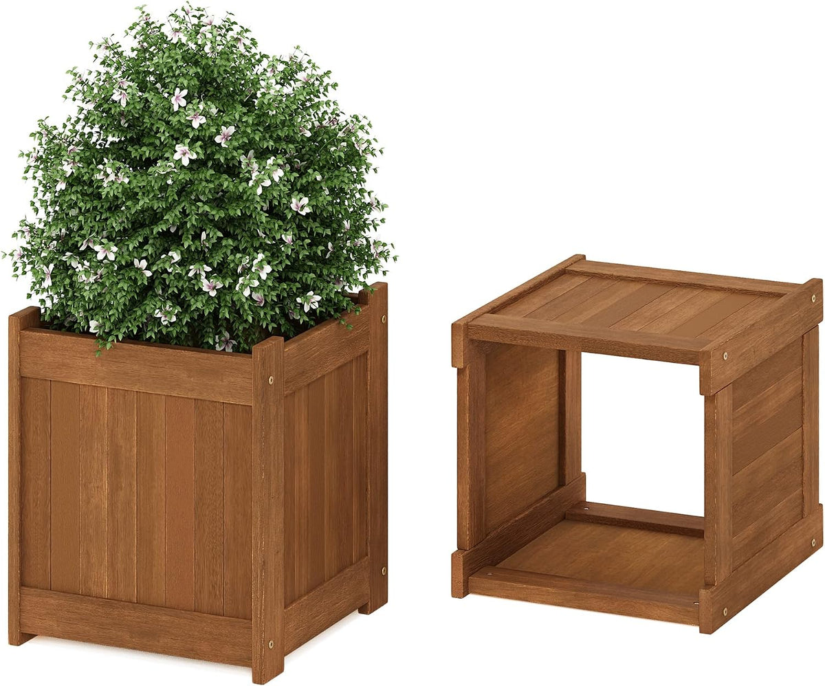 2-FG16450 Tioman Hardwood Flower Box, Two-Pack, Natural