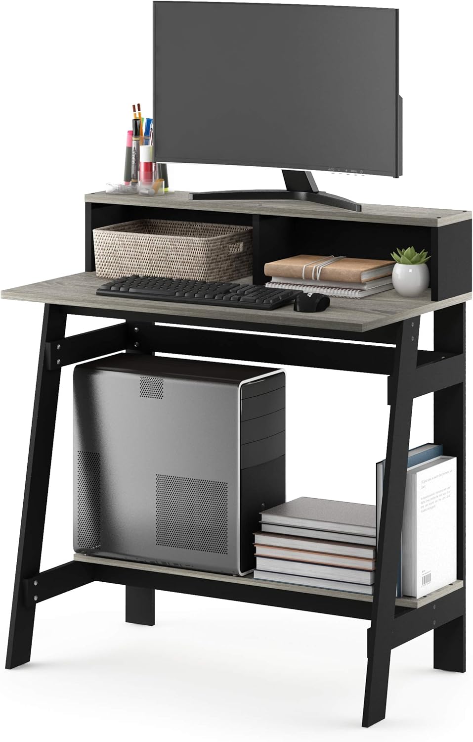 Simplistic A Frame Computer Desk, Black/French Oak Grey