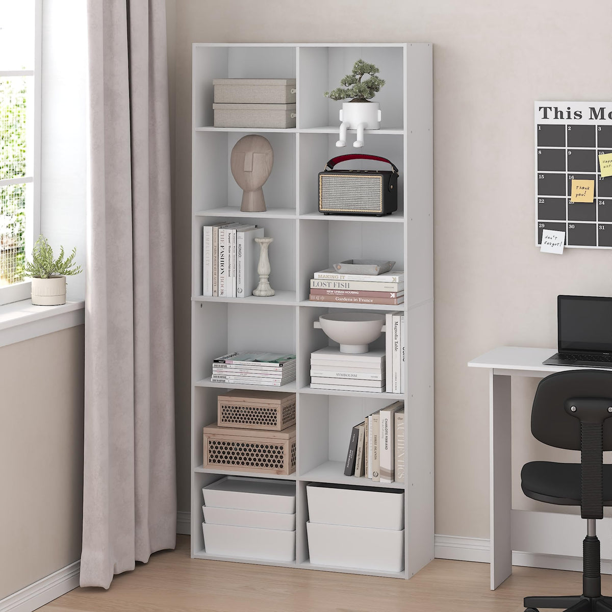 Basic 12-Cube DVD Shelf, Bluray CD Rack, White