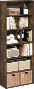 Jaya 6-Tier Book Shelf, Open Shelf Bookshelf, Amber Pine