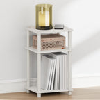 JUST Toolless 3-Tier Night Stand, Open Storage, White
