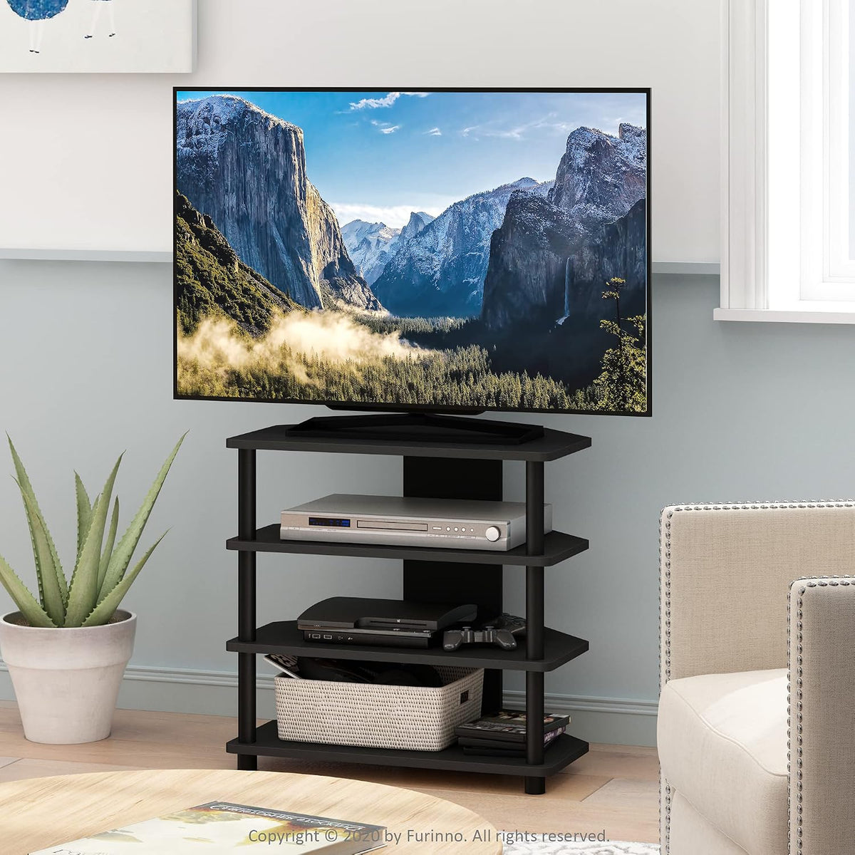 Turn-N-Tube Easy Assembly 4-Tier Petite Entertainment Center / TV Stand / TV Unit / TV Desk, Blackwood