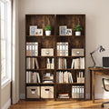 Jensen Farmhouse Style 6-Tier Book Shelf with Doors, Amber Pine