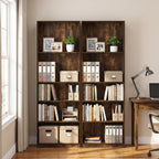 Jaya 5-Tier Book Shelf with Adjustable Shelves Set of 2, Darkwood