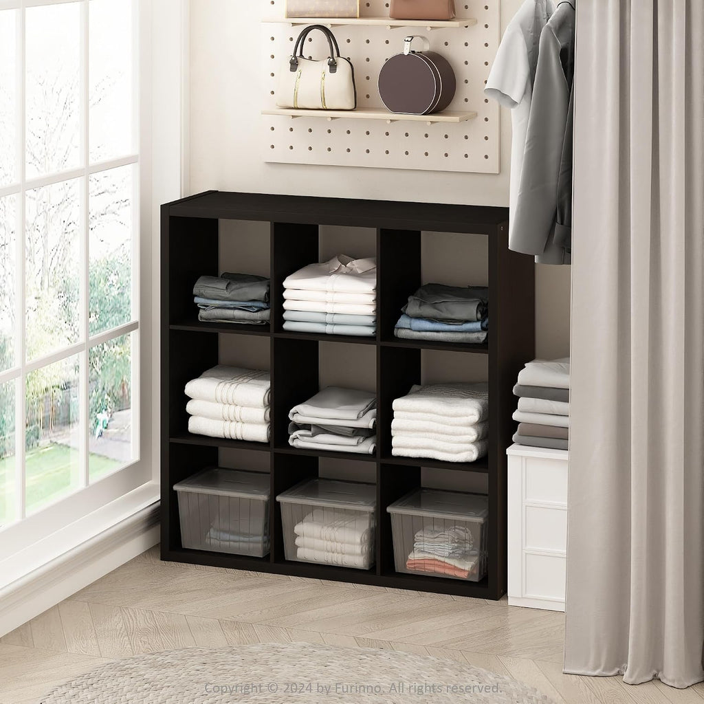 Cubic Extra Thick 9-Cube Closet Organizers and Storage, Dark Oak