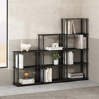 Turn-N-Tube Book Shelf, 5-Tier Bookshelf, Bookcase with Multipurpose Compact Display Rack, 11.6 x 23.6 x 57.4, for Living Room, Bedroom, Home Office, Americano/Black