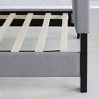 Laval Button Tufted Upholstered Platform Bed Frame, Twin, Glacier