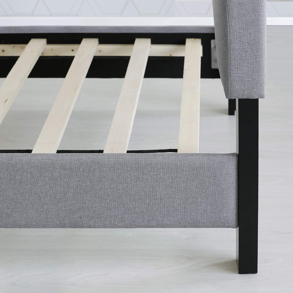 Laval Button Double Row Nail Head Bed Frame, Queen Size, Glacier