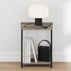 Simplistic Night Stand, 2-Tier Open Shelf Design Nightstand with Metal Frame, Bedside Table, End Table, Side Table, for Bedroom, Living Room, French Oak