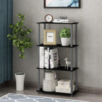TURN-N-TUBE Storage Shelves, 4-Tier Toolless Book Shelf, Corner Shelf, Toolless Open Shelves, for Organization and Storage, Living Room, Garage, Home Office, Black