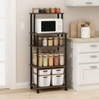 Turn-N-Tube 5-Tier Toolless Kitchen Storage Cart with Lockable Wheels, Columbia Walnut/Black