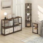 Turn-N-Tube 3-Tier Toolless Side Table, Compact, Amber Oak