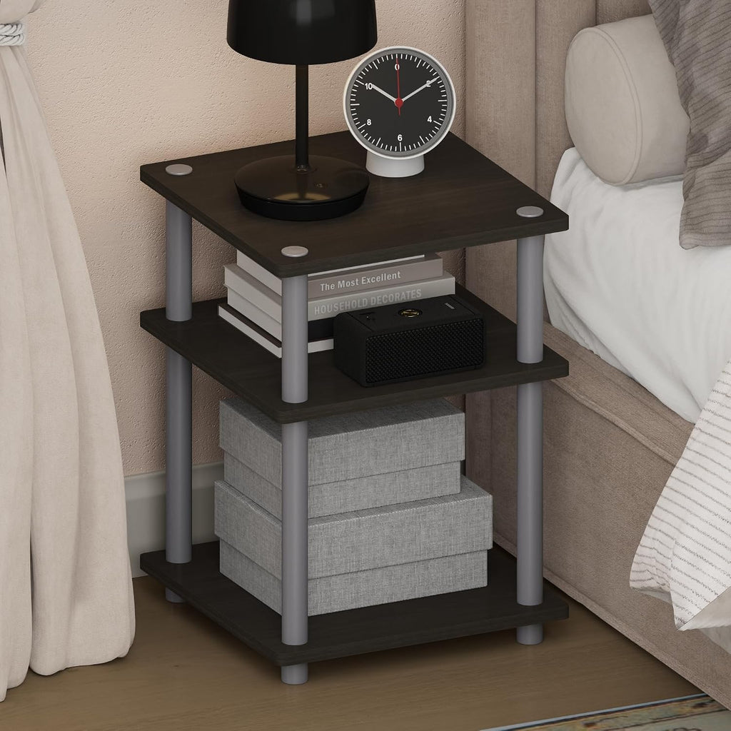 TURN-N-TUBE Toolless 3-Tier Night Stand, Nightstand, Espresso