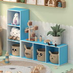 LUDER Set of 2 Book Shelf, 3-Cube, White/Light Blue