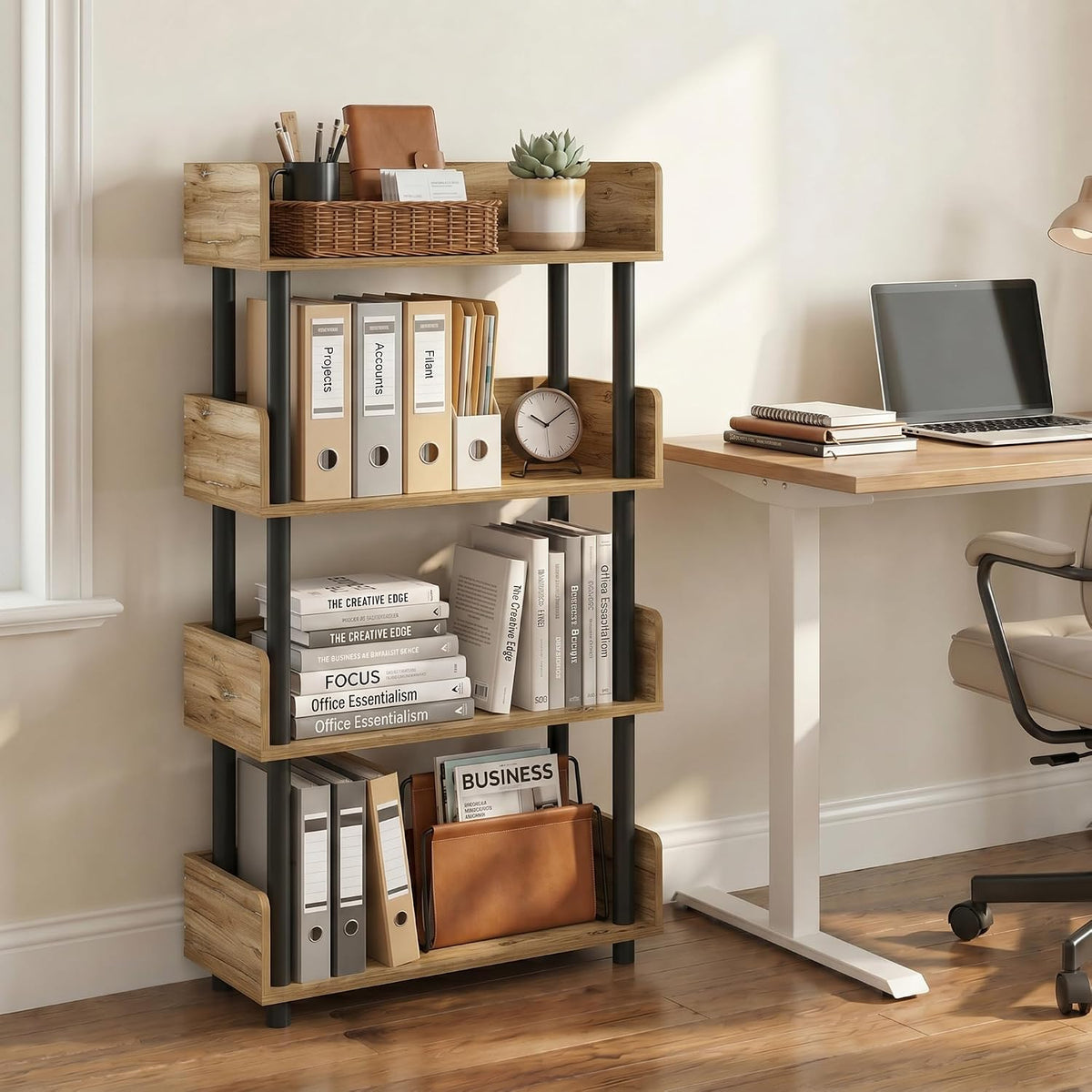 Turn-N-Tube Book Shelf, 4-Tier Bookshelf, Bookcases, Flagstaff Oak