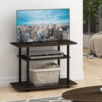 Turn-N-Tube No Tools 3-Tier Entertainment Center TV Stand for TV up to 32 Inch, Plastic Round Tubes, Dark Brown/Black
