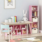 LUDER 7-Cube Book Shelf, Kids Bookshelf, Toy Storage, White/Pink