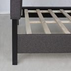 Laval Button Tufted Upholstered Platform Bed Frame, Twin, Stone