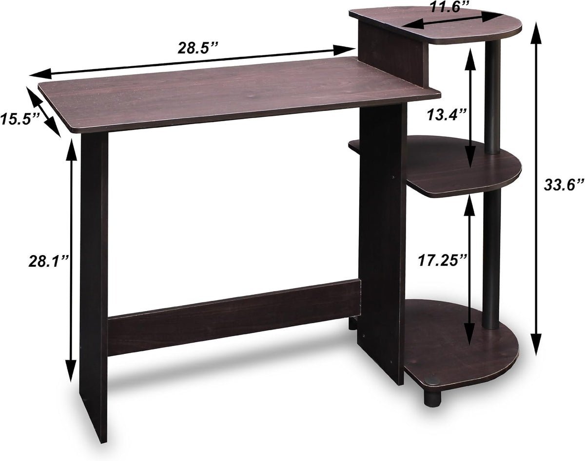 Compact Desk, 28.5" Wide Gaming Desk with Shelves, Computer Desk with Book Shelf, Office Desk for Home Office, Study Room, Dorm, Bedroom, Espresso