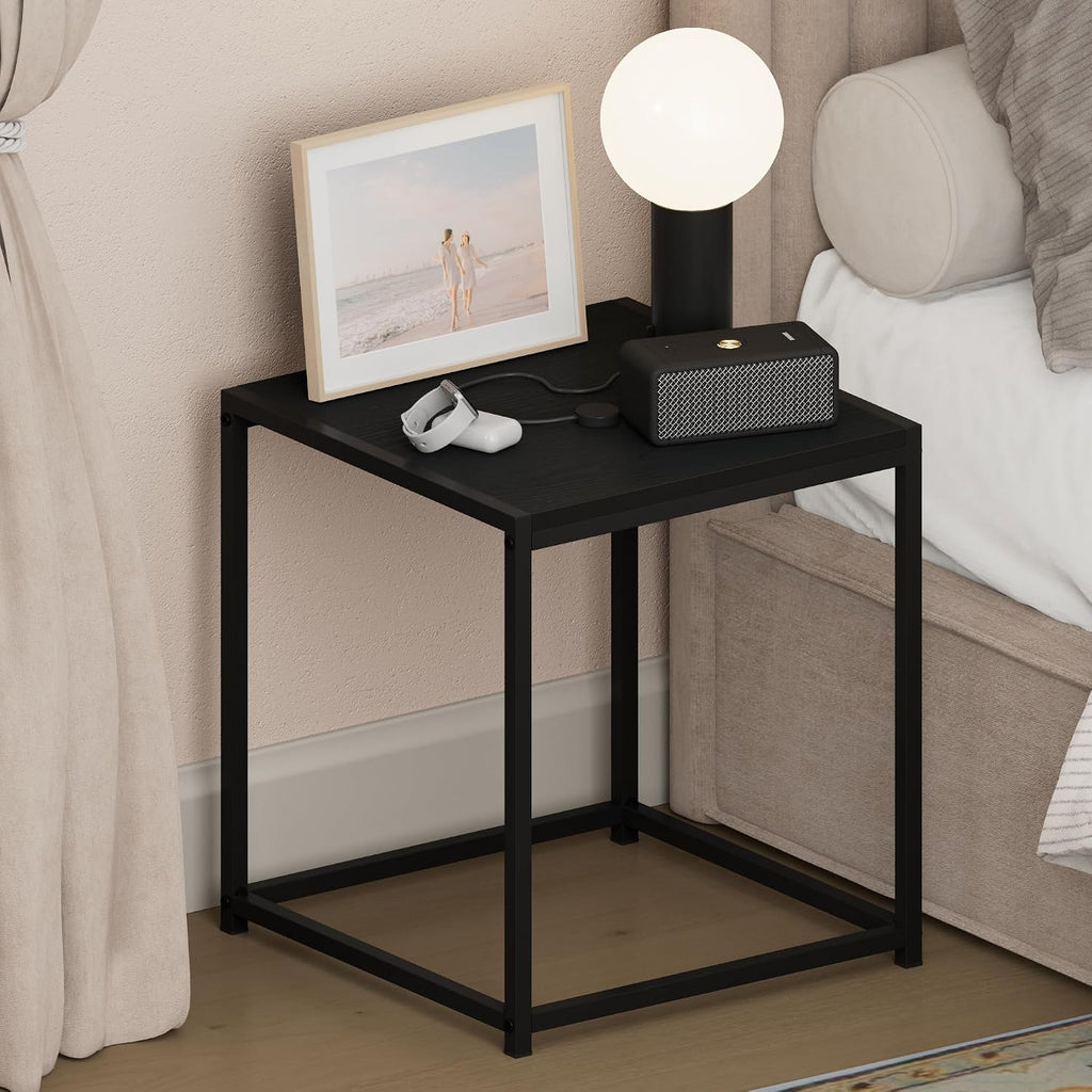 CAMNUS Night Stand, Metal Frame Nightstand, Toolless Side Table, End Table, Bedside Table, for Living Room, Bedroom, Americano