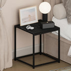 CAMNUS Night Stand, Metal Frame Nightstand, Toolless Side Table, End Table, Bedside Table, for Living Room, Bedroom, Americano
