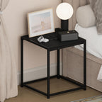 Camnus Side Table, Metal Frame Modern End Table, Grey Oak