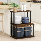 Turn-N-Tube 3-Tier Toolless Kitchen Storage Shelf, Amber Pine/Black