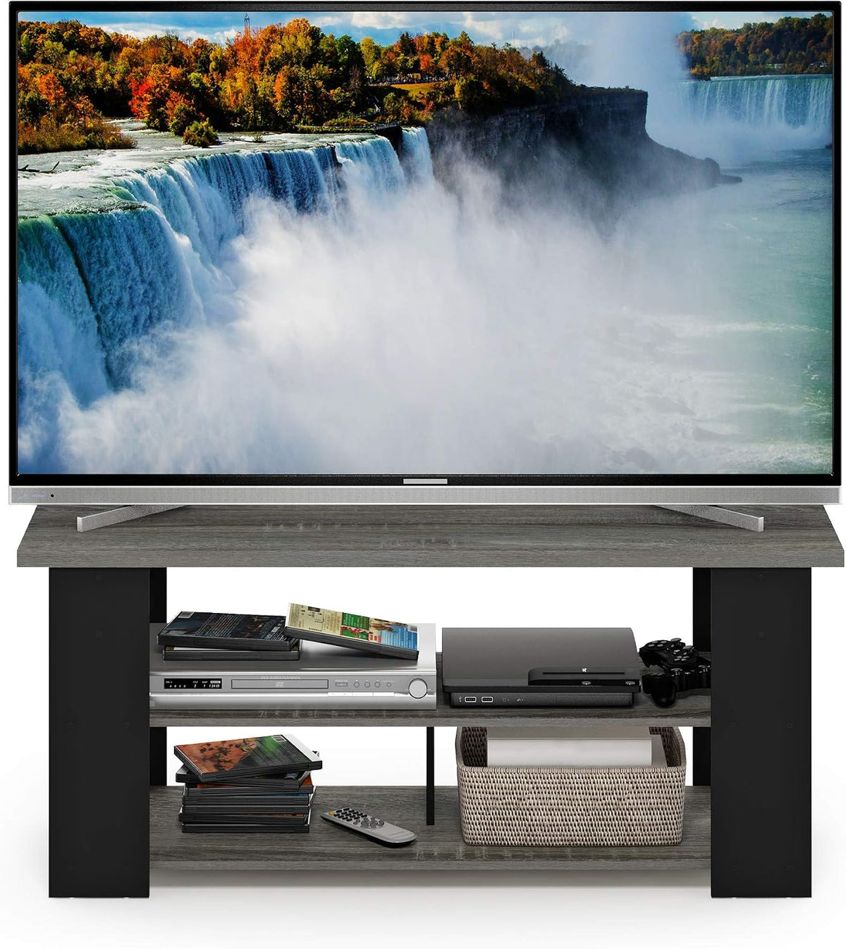 JAYA TV Stand, French Oak Grey/Black