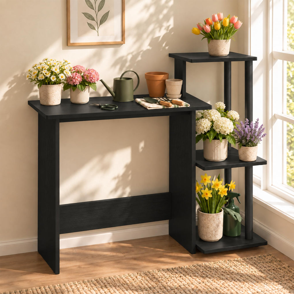 VIOLA 2-Tier Indoor Plant Stand, Narrow Plant Shelf, Side Table, 31" Tall, with 1.2-Inch Extra Thick Frame, for Living Room, Entryway, Hallway, White