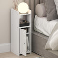 Fulda Night Stand, 4-Tier Nightstand, Bedside Table, Narrow End Table with Door and Adjustable Shelves, 24H, for Small Spaces, Bedroom, Dorm Room, Living Room, White