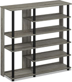 Turn-N-Tube Multi Storage Shoe Rack, 35.2"W 6-Tier, French Oak Grey/Black