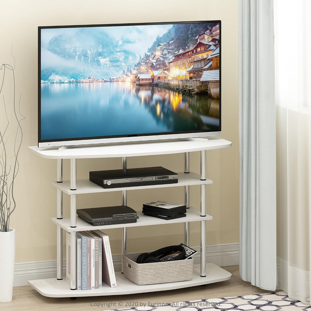 Frans Turn-N-Tube TV Stand for TV Size up to 43 Inch, 4-Tier, White Oak