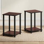 Turn-N-Tube Toolless 2-Tier Side Table Set of 2, Cherry Oak