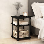 TURN-N-TUBE Toolless 3-Tier Night Stand, Nightstand, Black