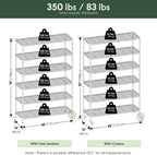 Wayar Metal Storage Shelf Rack, 6 Tiers, 48-Inch Taller, Stainless Steel