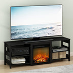 CLASSIC Fireplace 3-Tier TV Stand for TV up to 70 Inch, Americano