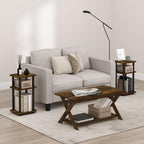 Turn-N-Tube Toolless 3-Tier Side Table Set of 2, Amber Oak