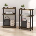 TURN-N-TUBE Set of 2 Narrow 3-Tier Side Tables, Amber Pine