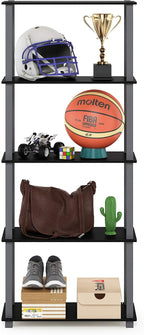 Turn-N-Tube 5-Tier Multipurpose Shelf / Display Rack / Storage Shelf / Bookshelf, Square Tubes, Black/Grey