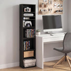 JAYA DVD Shelf, 8-Tier Tall Narrow CD Rack, Media Shelf with Adjustable Shelves, DVD Storage Cabinets for CD Bluray Game Disc, Easy Assembly, for Living Room, Home Office, Espresso