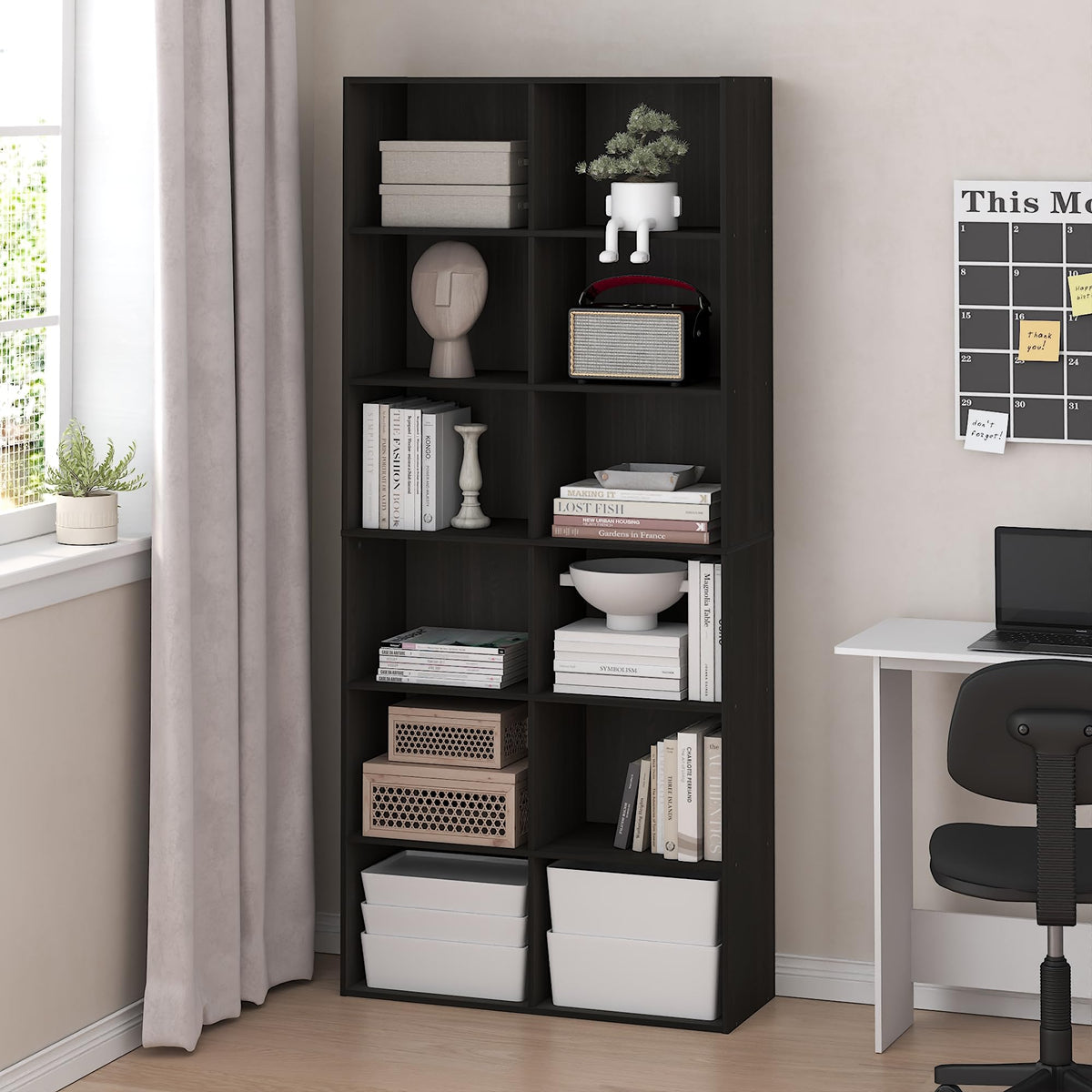 Basic 12-Cube DVD Shelf, Bluray CD Rack, White