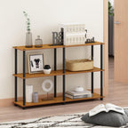 TURN-N-TUBE Storage Shelves, 3-Tier 47.4 Wide Book Shelf, Corner Shelf, Toolless Open Shelves, for Organization and Storage, Living Room, Garage, Home Office, Light Cherry