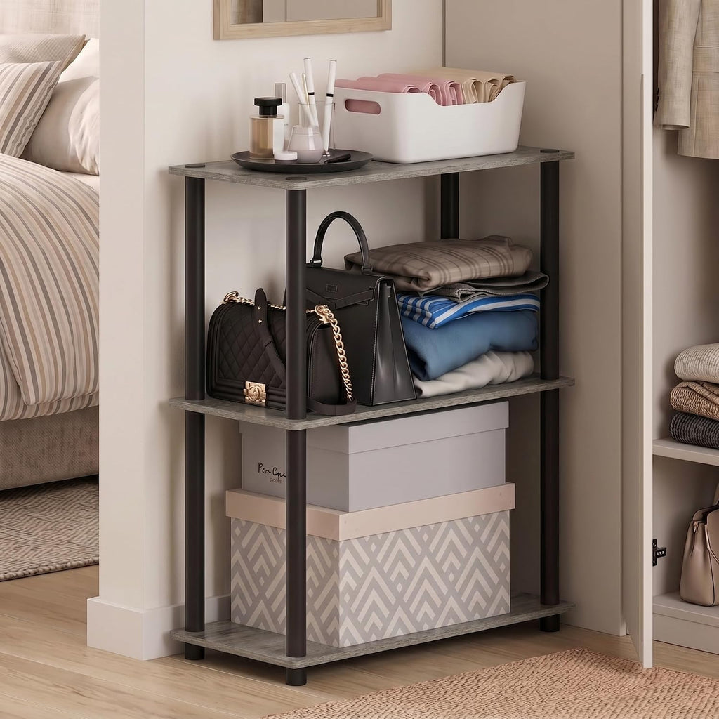 Turn-N-Tube Toolless Assembly 3-Tier Closet Shelf, French Oak