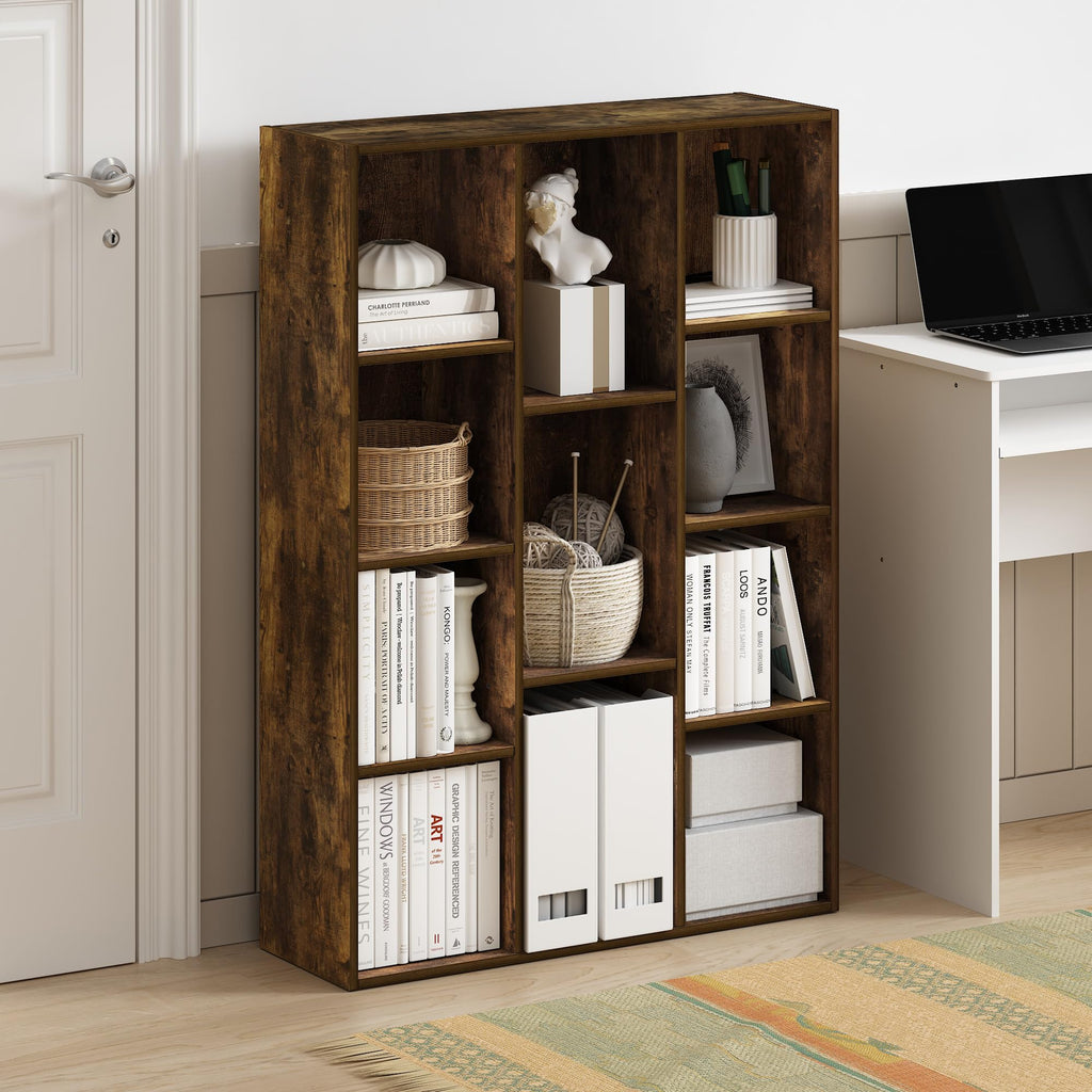 Luder Shelf Bookcase with 1 Door Storage Cabinet, Blackwood