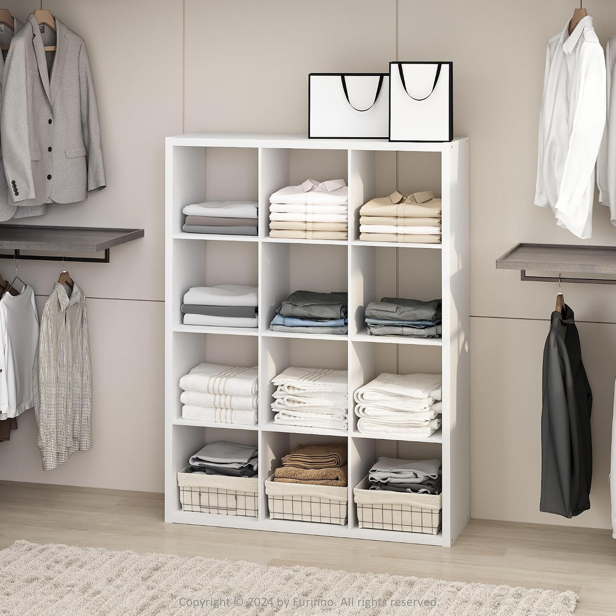 Cubic Extra Thick 12-Cube Closet Organizers and Storage, White