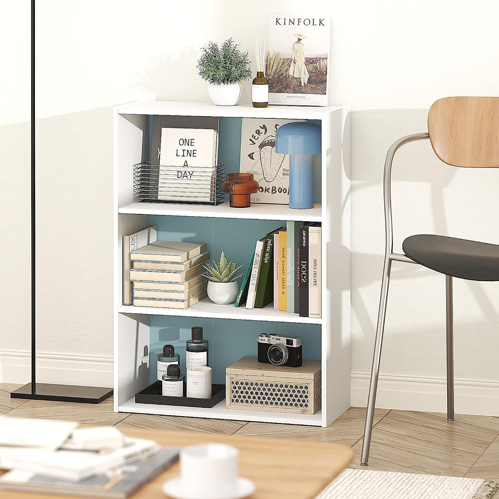 PASIR 3-Tier Book Shelf, White/Pastel Blue