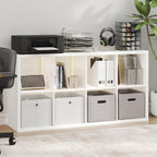 Cubicle Book Shelf with LED Lights, 8-Cube Bookshelf, Reversible Extra Thick Frame Bookcase, Display Storage Shelves, for Living Room, Bedroom, Home Office, White
